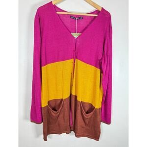 NEW Gudrun Sjoden Cardigan 100% Linen Knit  Long Lagenlook Coastal XL MSRP $129